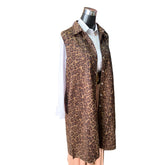 Tapado Gamuza Sin Mangas Animal Print Con Broches